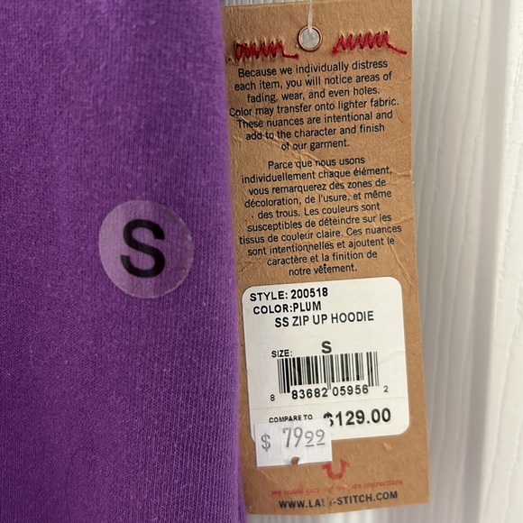 NWT True Religion Zip Up Hoodie - Picture 4 of 7